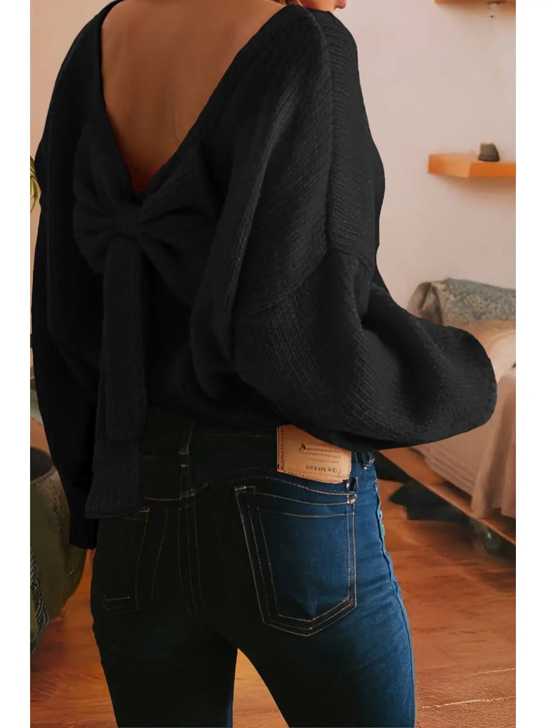 Black Bow Back Sweater